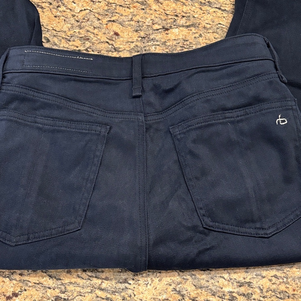 Rag & Bone Nina High Rise Ankle Skinny Velvet Pants Navy Size 27 - Picture 7 of 7